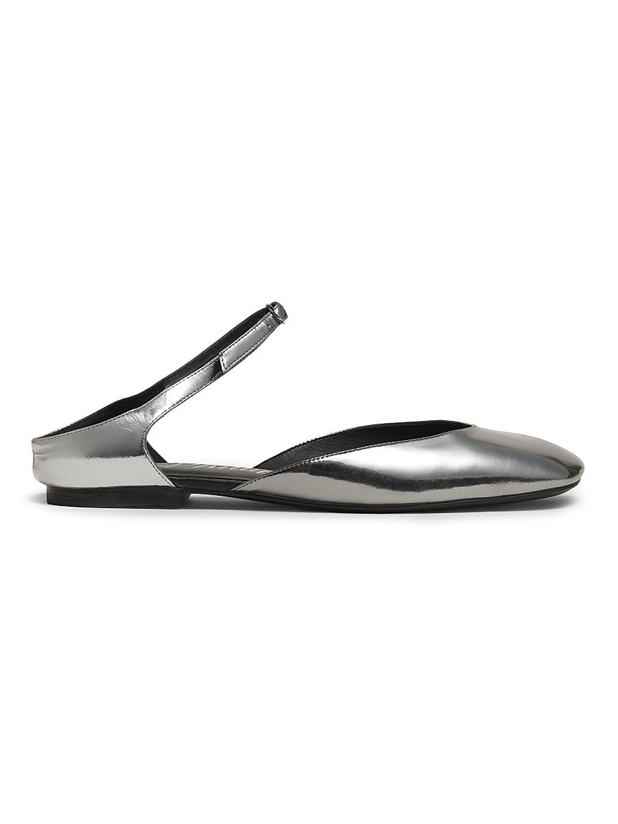Women's ID Mary Jane Leather Flats - Silver - Size 10