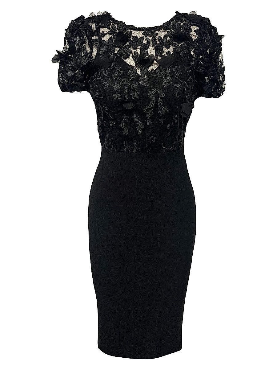 Women's Marianne Embroidered Blouson Mididress - Black - Size Small