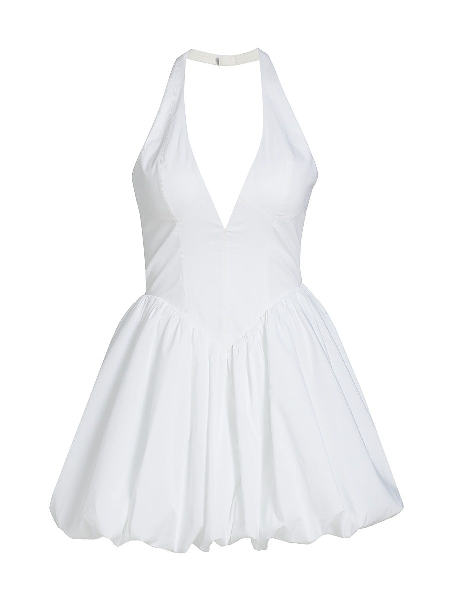 Women's Tuberose Cotton-Blend Halterneck Minidress - White - Size Medium