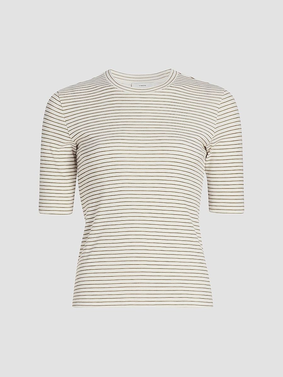 Vince Women's Striped Cotton-Blend Crewneck T-Shirt - Oceana Combo - Size XXS