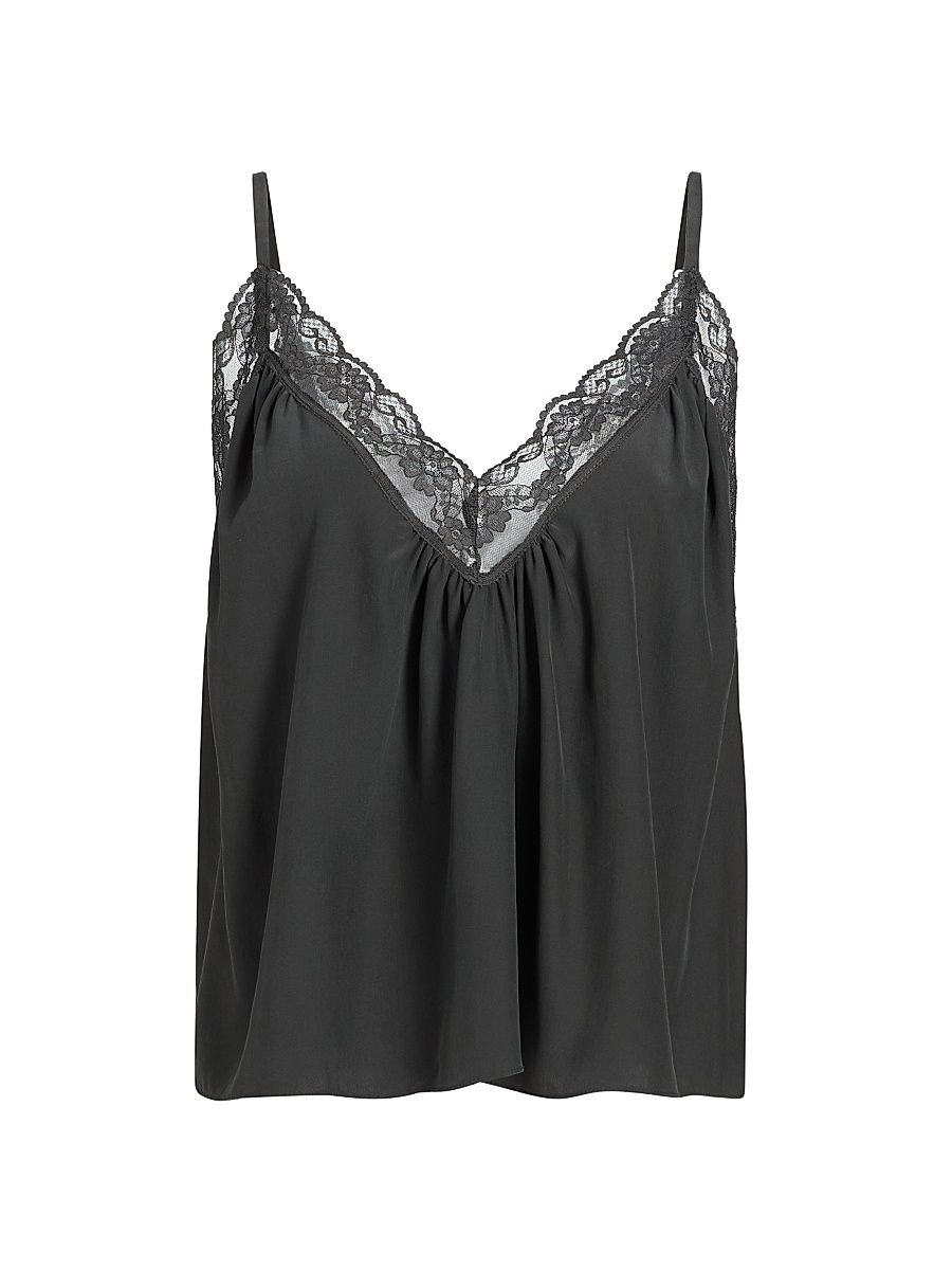 Women's The Deep V Silk Cami - Dark Grey - Size Large