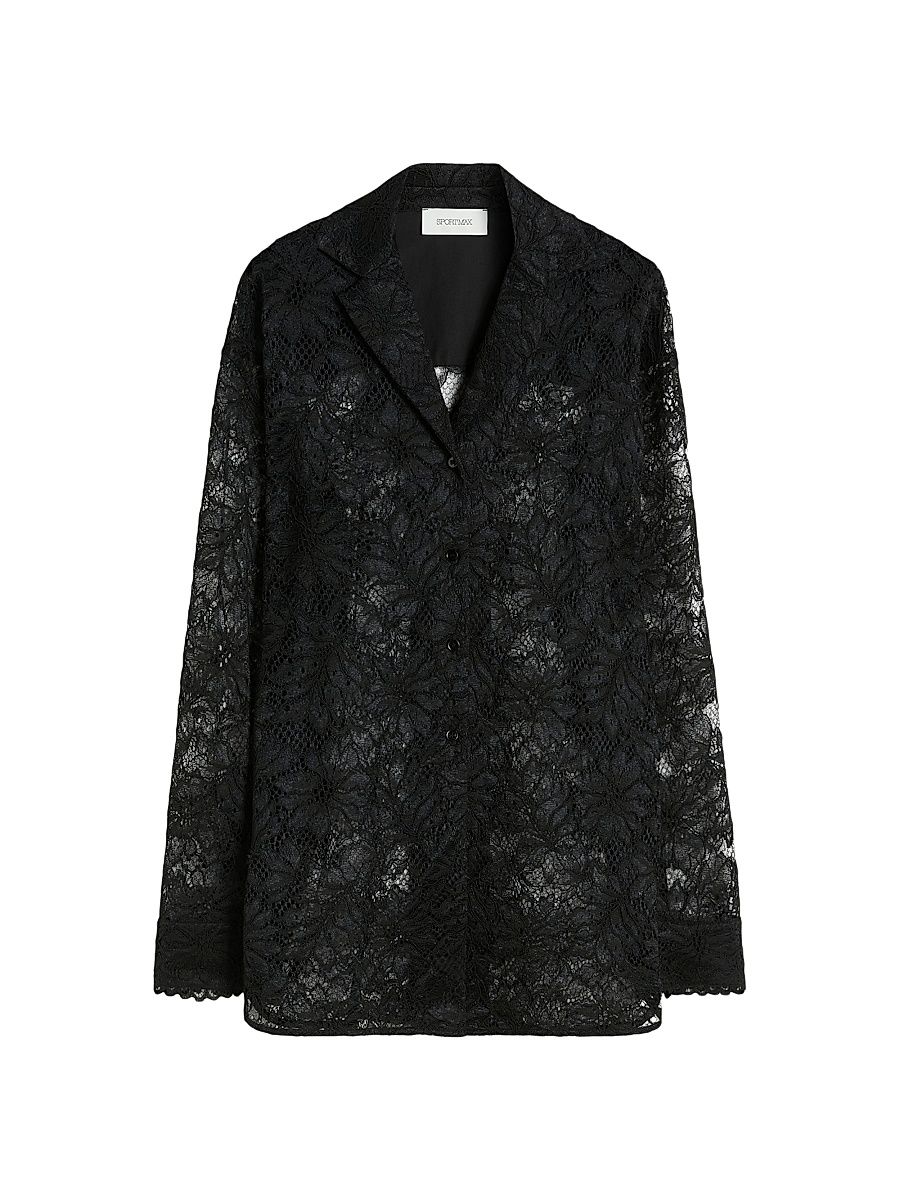 Women's Floral Lace Jacket - Black - Size Large