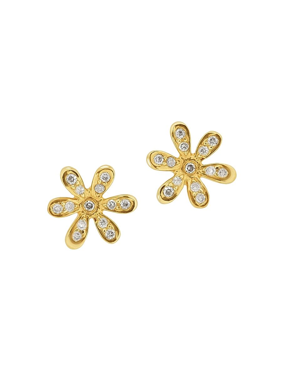 Women's 14K Yellow Gold & Diamond Daisy Single Stud Earring