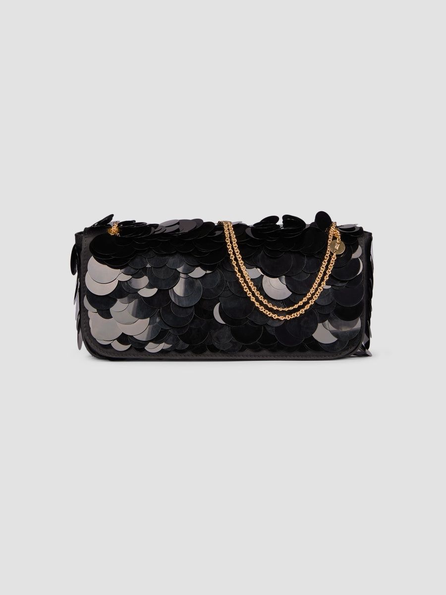 Rabanne Women's Sparkle Leather & Paillette Shoulder Bag - Black Gold