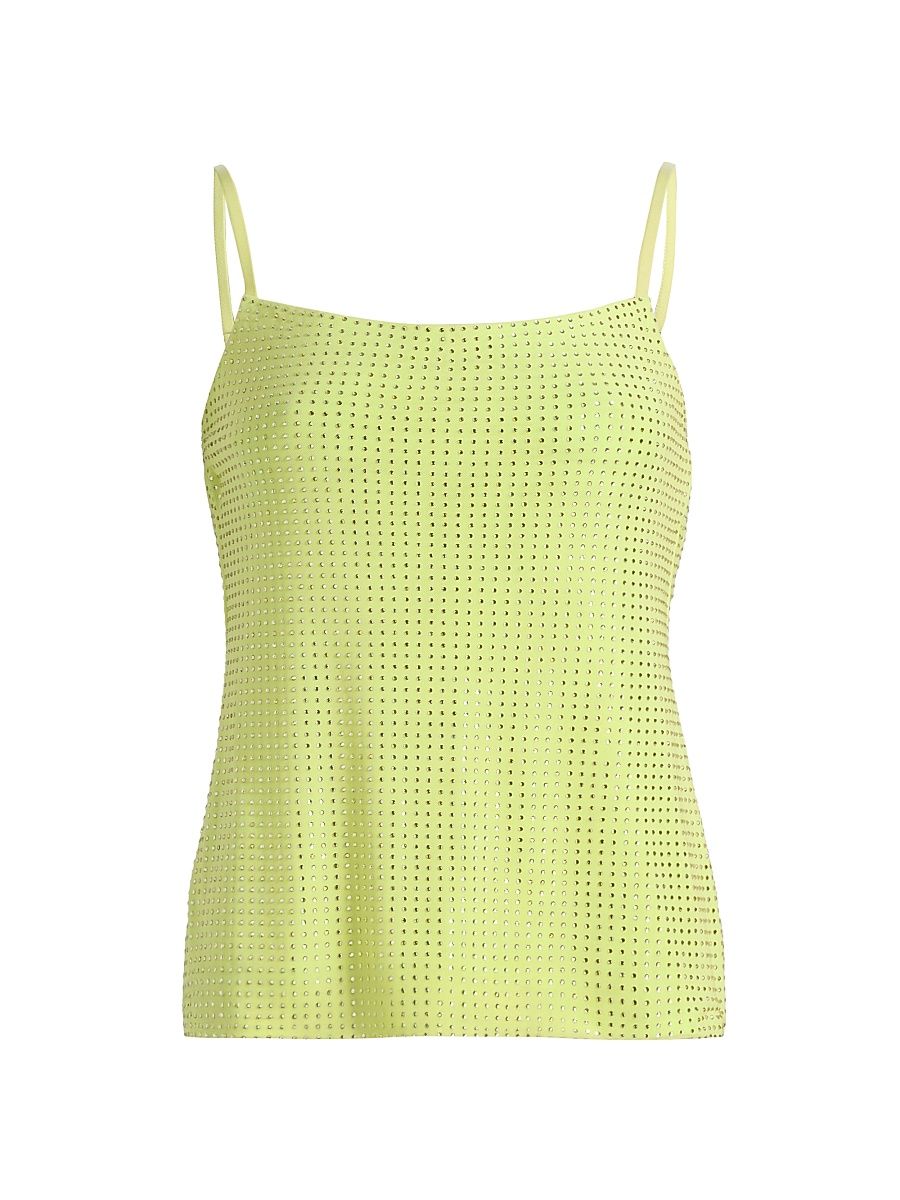 Women's Embellished Mesh Scoopneck Cami Top - Limoncello - Size Medium