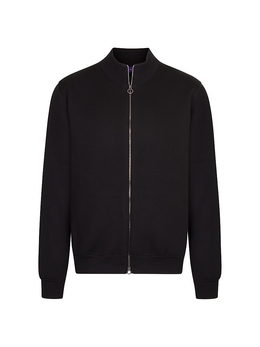 Men's Luxurious Full Zip Sweater - Black - Size 50