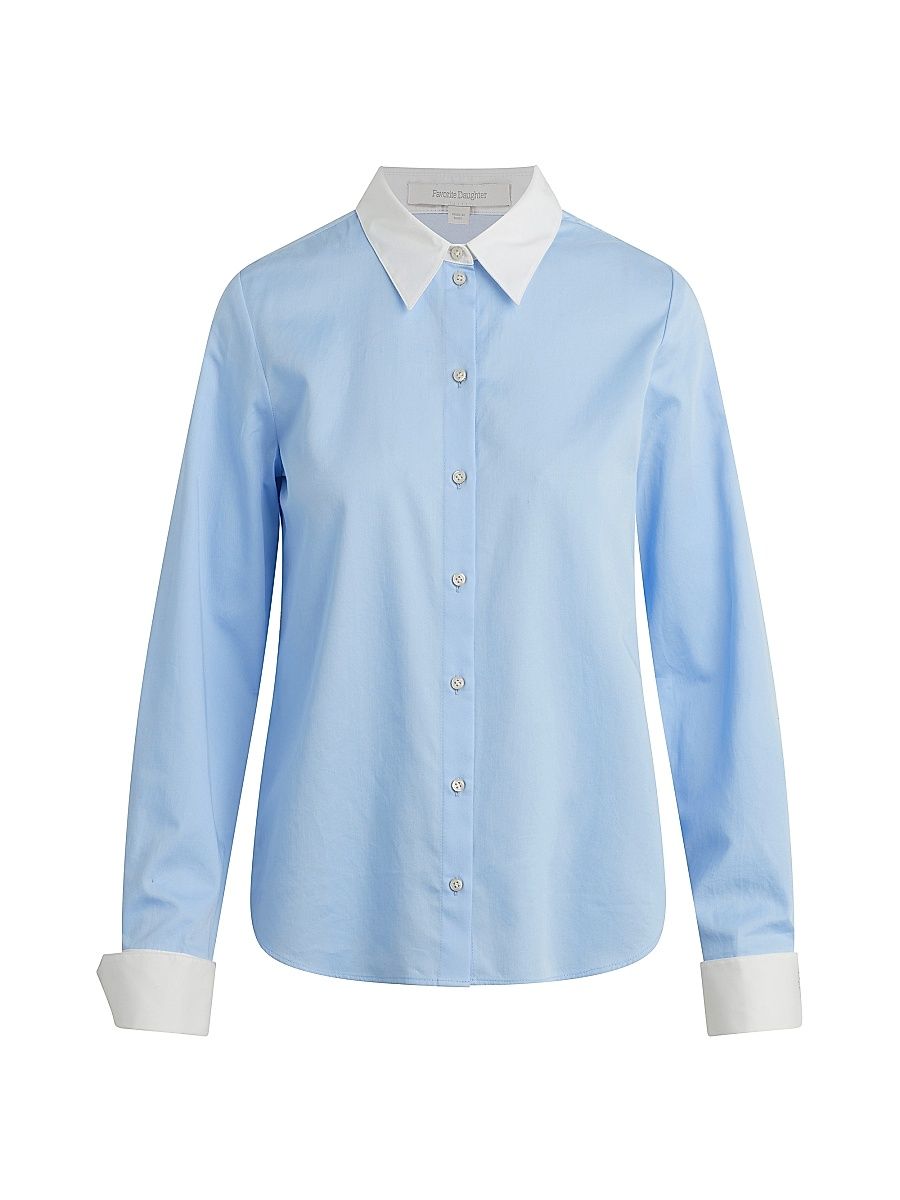 Women's The Cuffed Statement Shirt - Powder Blue Bright - Size XS