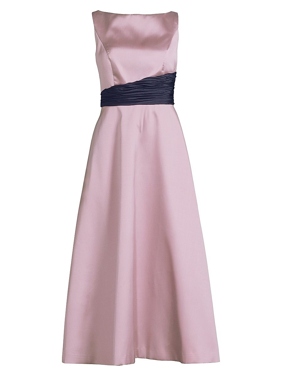 Women's Gemma Satin Tea-Length Dress - Woodrose Dark Midnight - Size 10