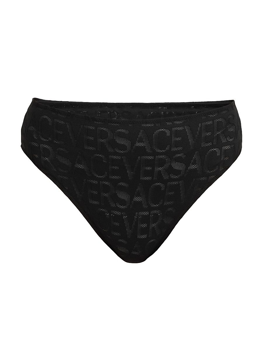 Women's Versace On Repeat Brief - Black - Size Large