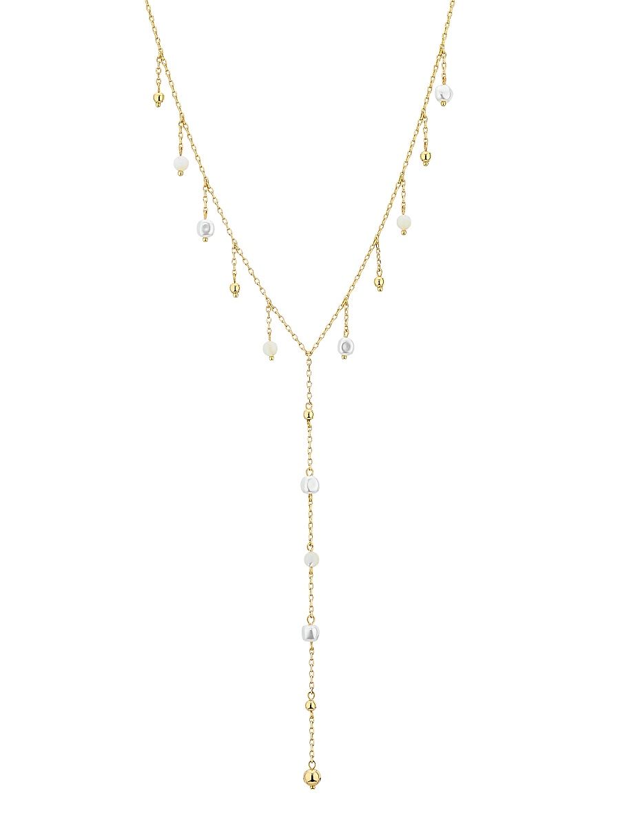 Women's Irisa Goldtone, Mother-Of-Pearl & Glass Beaded Lariat Necklace - Gold