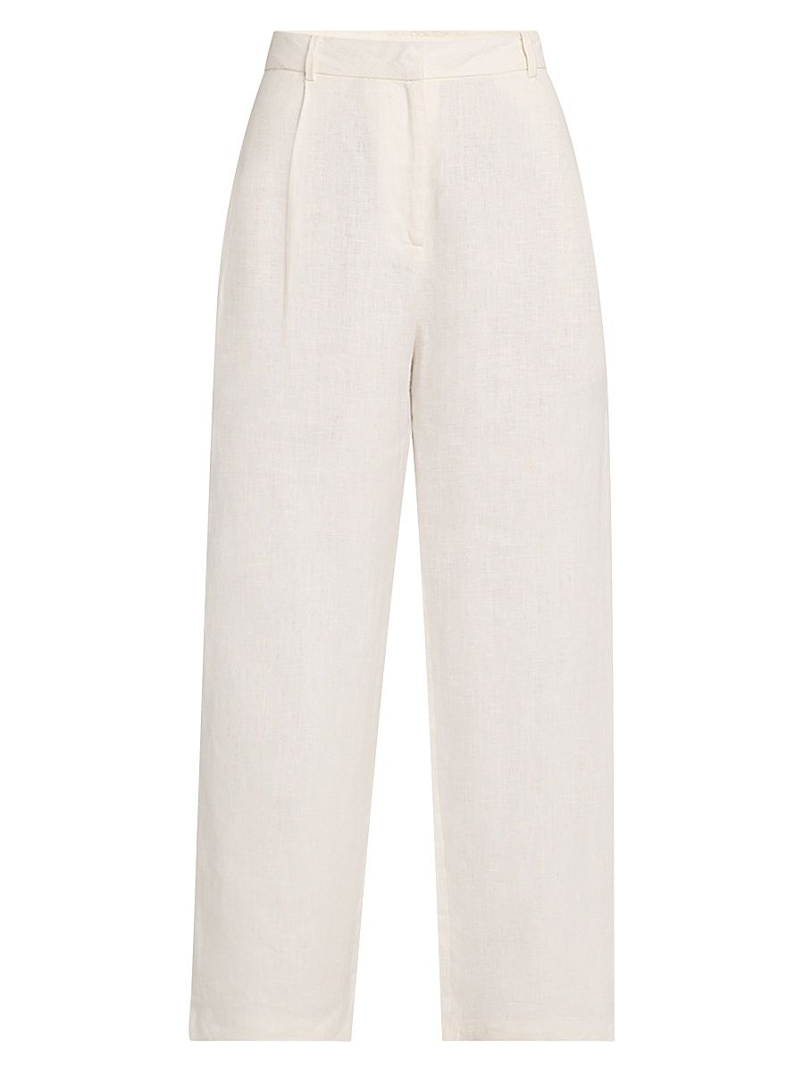 Women's Stevie Linen Trousers - White - Size Small