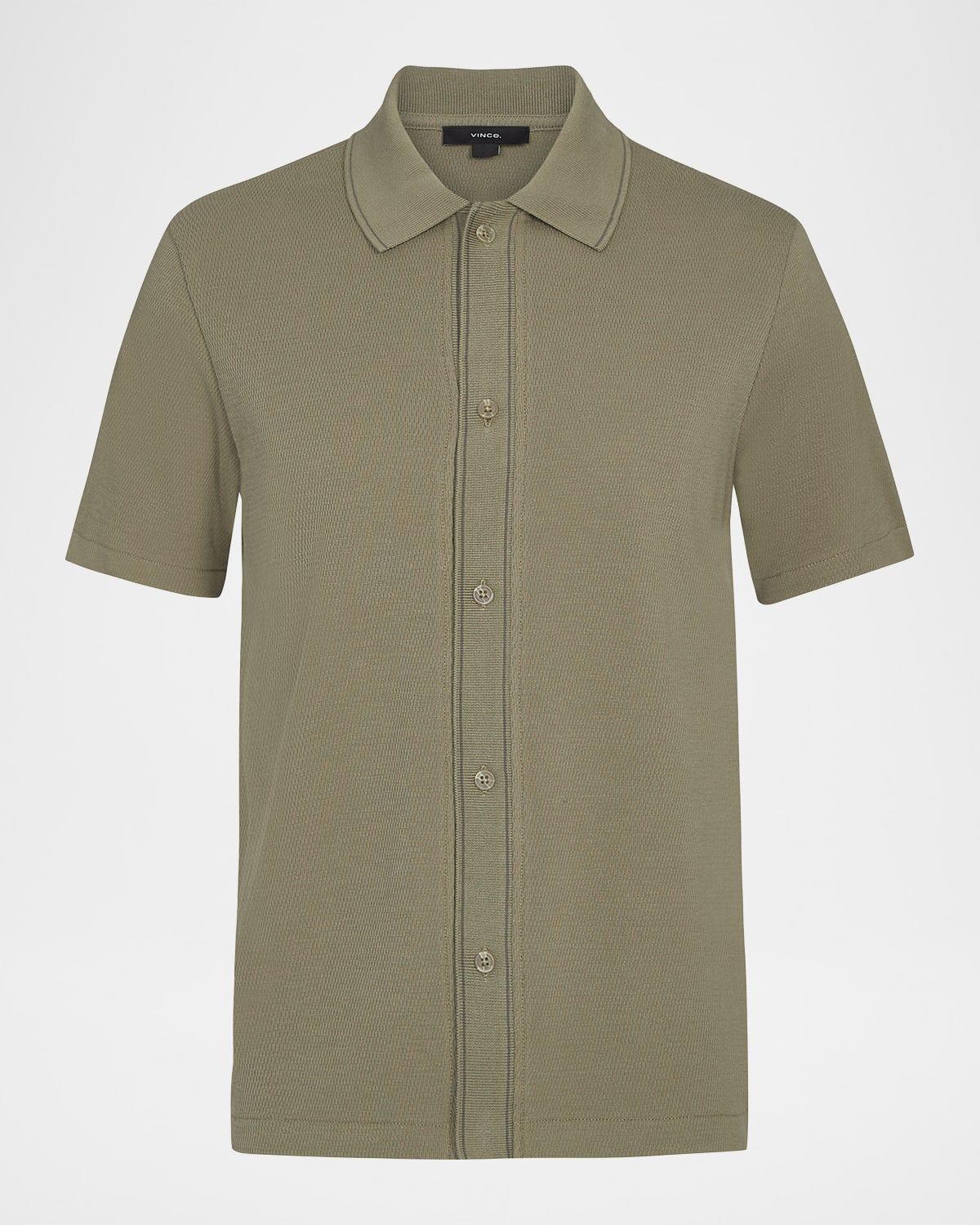 Men & apos;s Cotton Jacquard Knit Short-Sleeve Button-Down Shirt