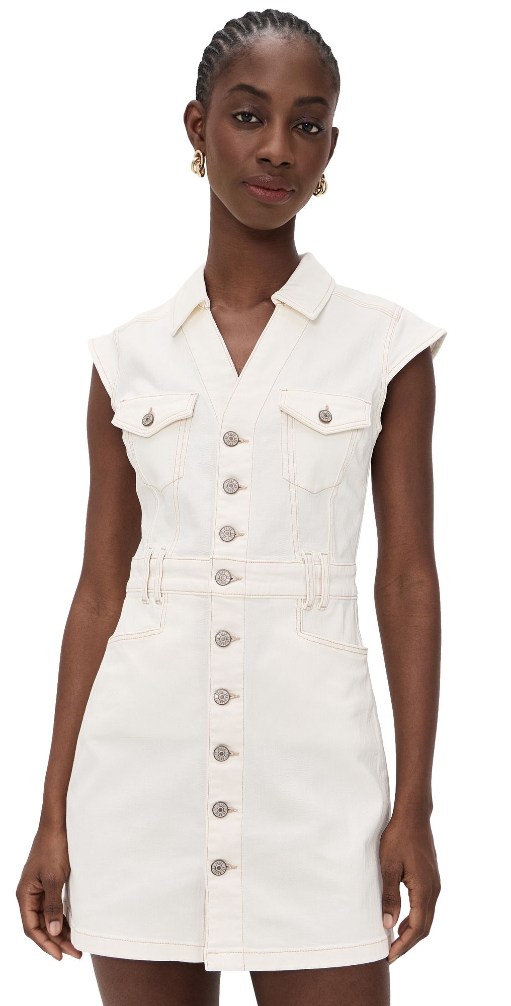 PAIGE Jaxsyn Denim Dress Toasted Ecru 10