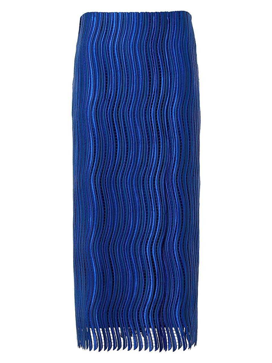 Women's Wave Guipure Lace Pencil Midi-Skirt - Lapis Blue - Size 6