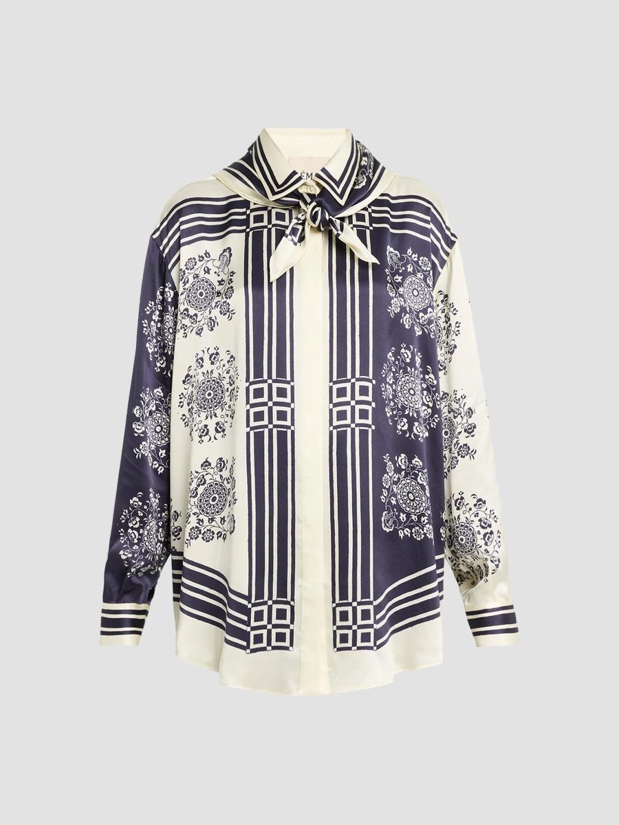 Women's Banderra Silk Scarf Shirt - Ink - Size 0