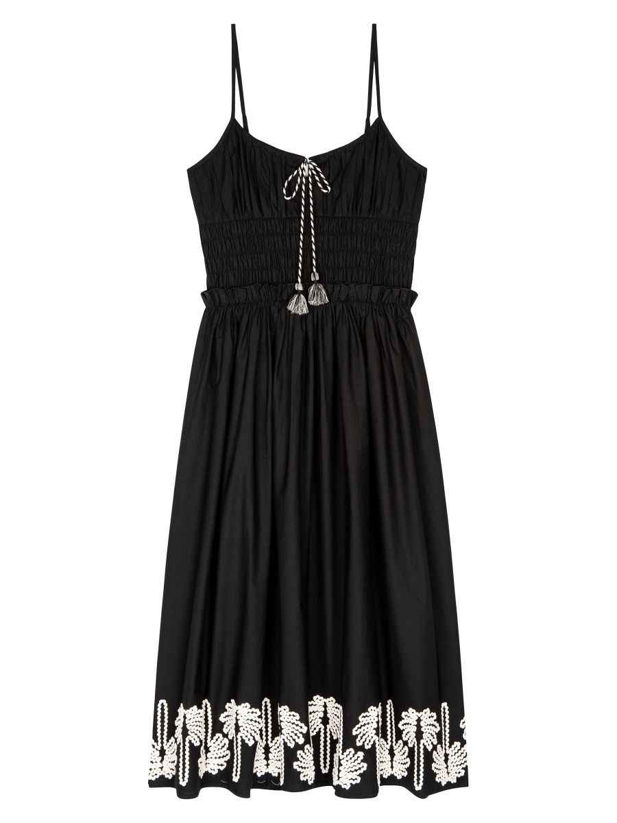 Rails Women's Baja Rickrack Palms Cotton Midi-Dress - Black Ivory - Size Small