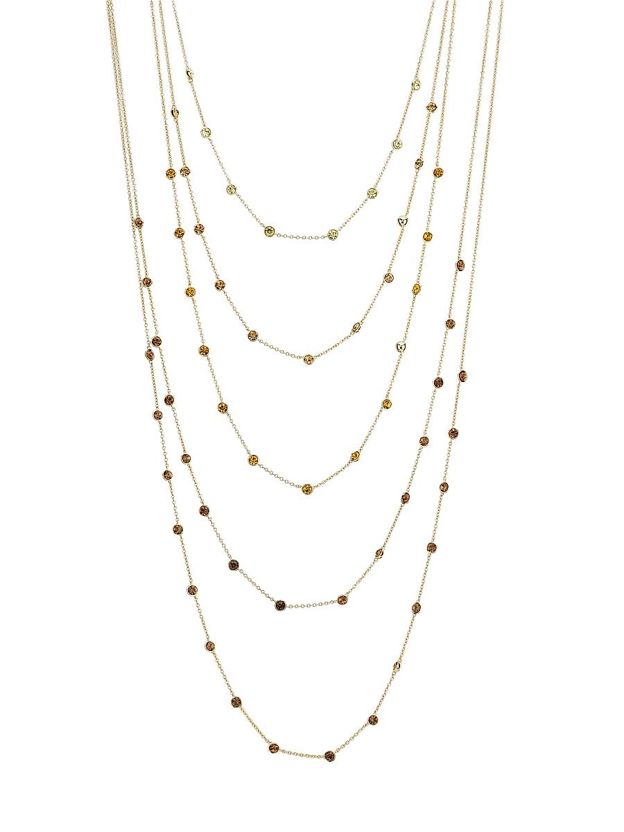 Women's Sierra Goldtone & Glass Crystal Layered Station Necklace - Topaz Multi