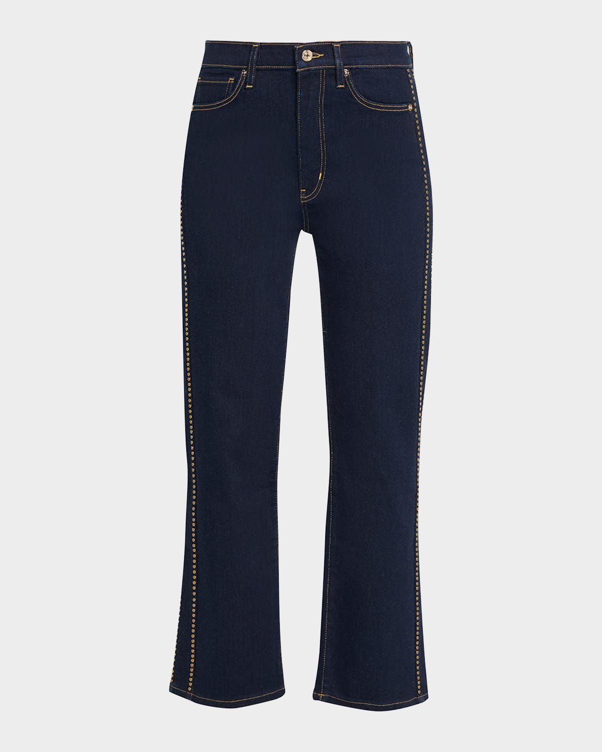 Le Sleek Straight Studded Jeans