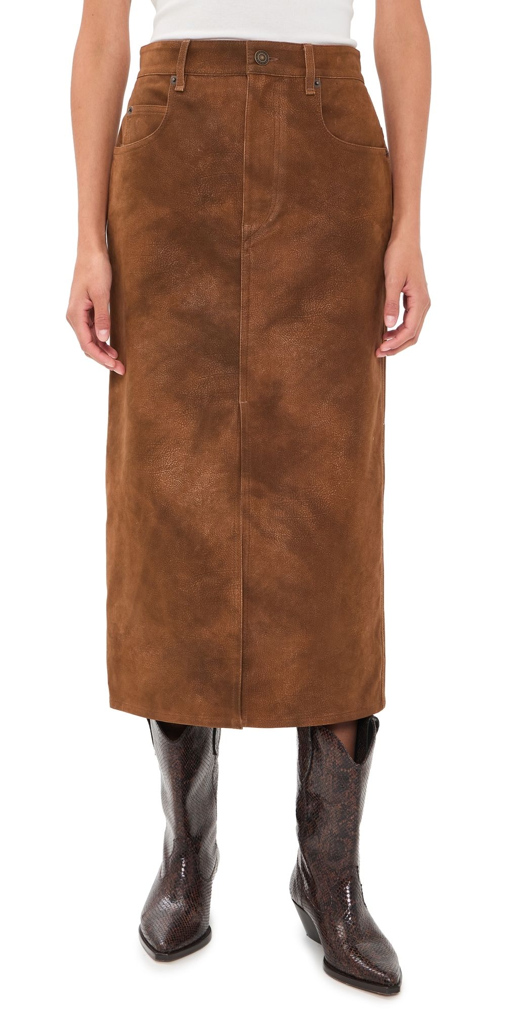 Isabel Marant Étoile Bisane Faux Suede Skirt Brown 36