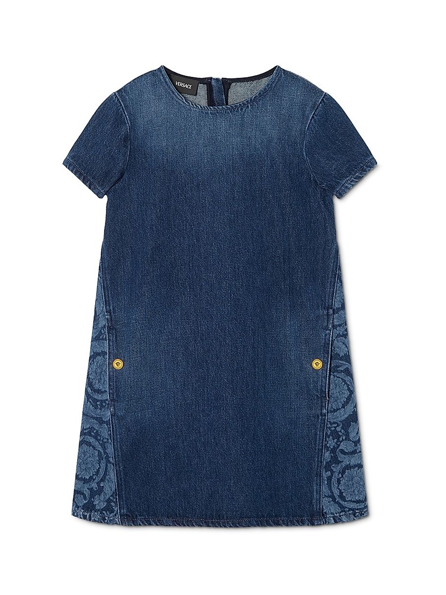Little Girl's & Girl's Denim Barocco Dress - Washed Medium Blue - Size 8