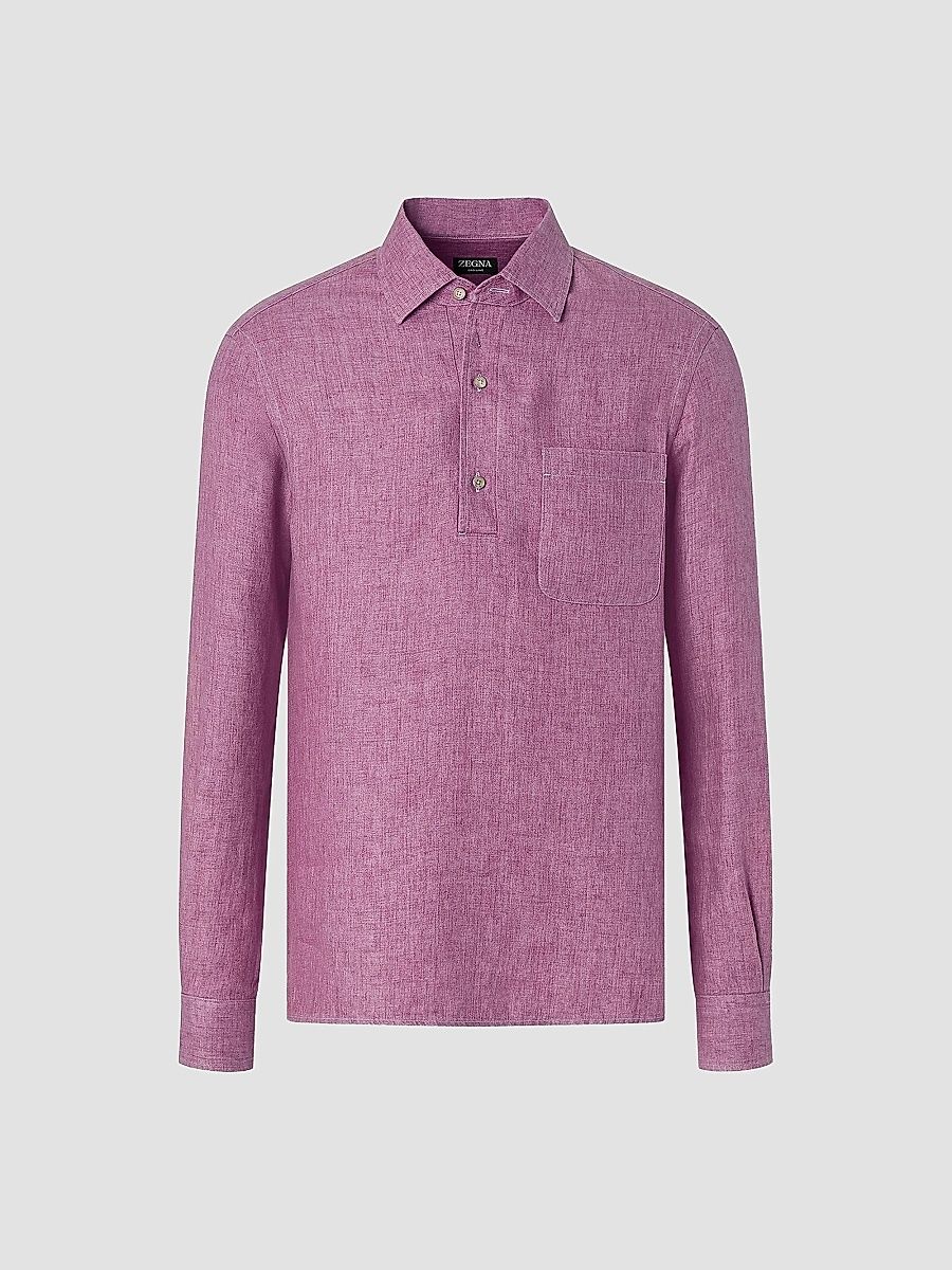 ZEGNA Men's Oasi Lino Polo Shirt - Pink - Size XL