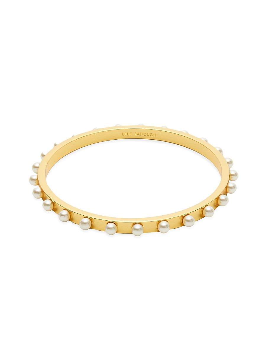 Women's Track 14K Gold-Plated & Acrylic Pearl Bangle - Pearl