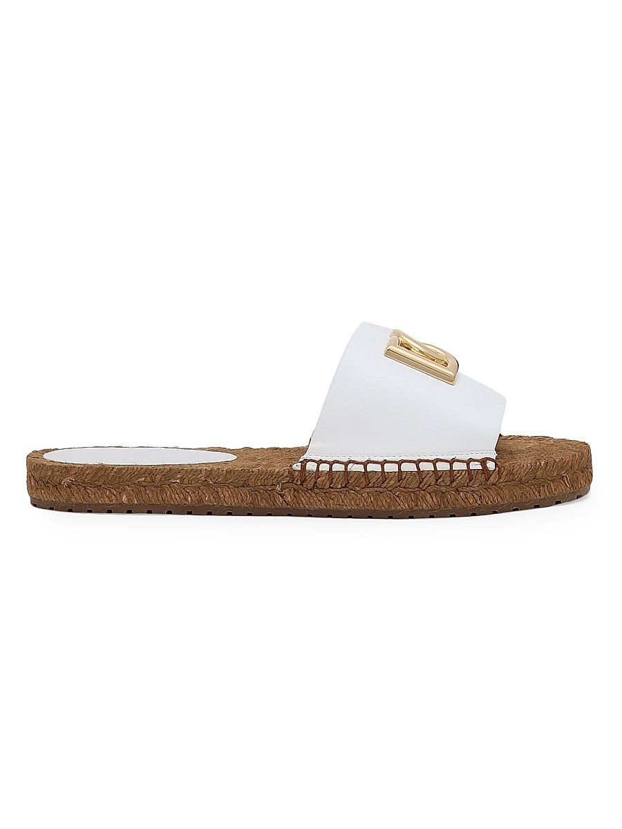 Women's DG Leather Espadrille Sandals - White - Size 7.5
