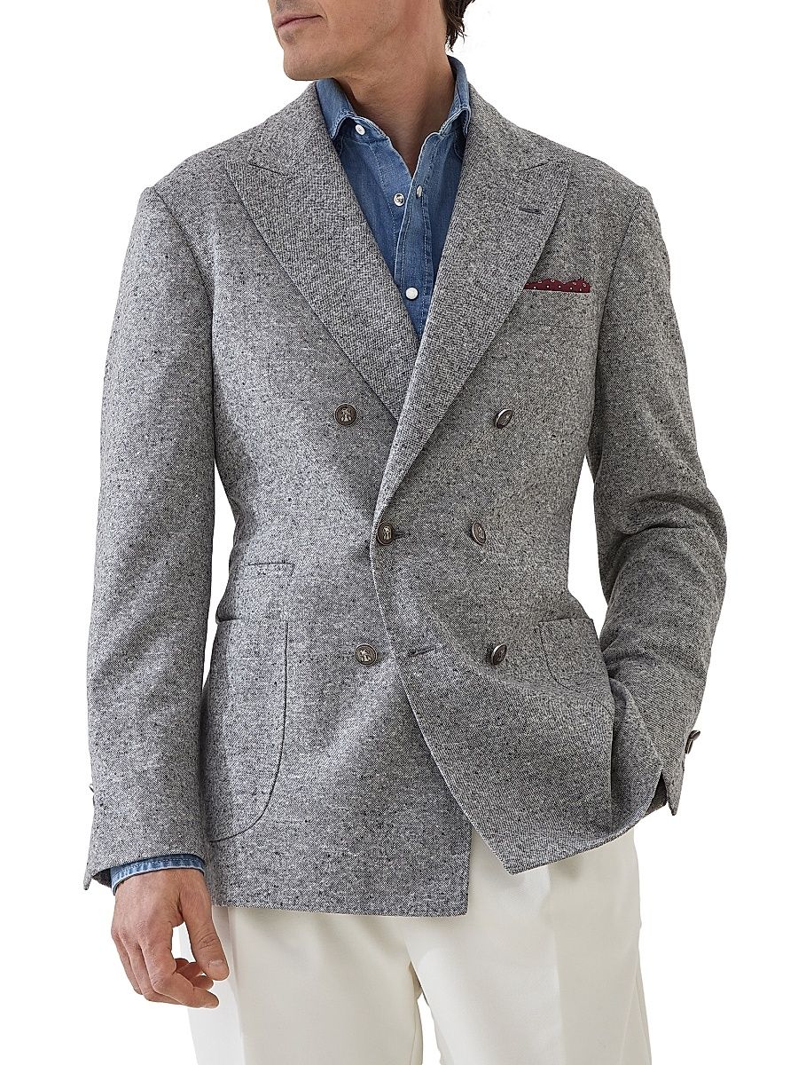 Men's Grisaille One and a Half Breasted Deconstructed Blazer - Medium Grey - Size 48