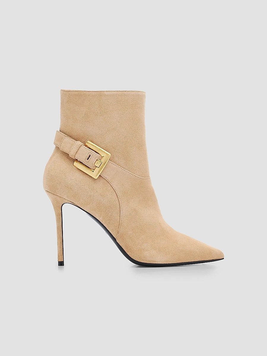 Balmain Women's Anthem 95MM Suede Ankle Boots - Biscuit - Size 11.5