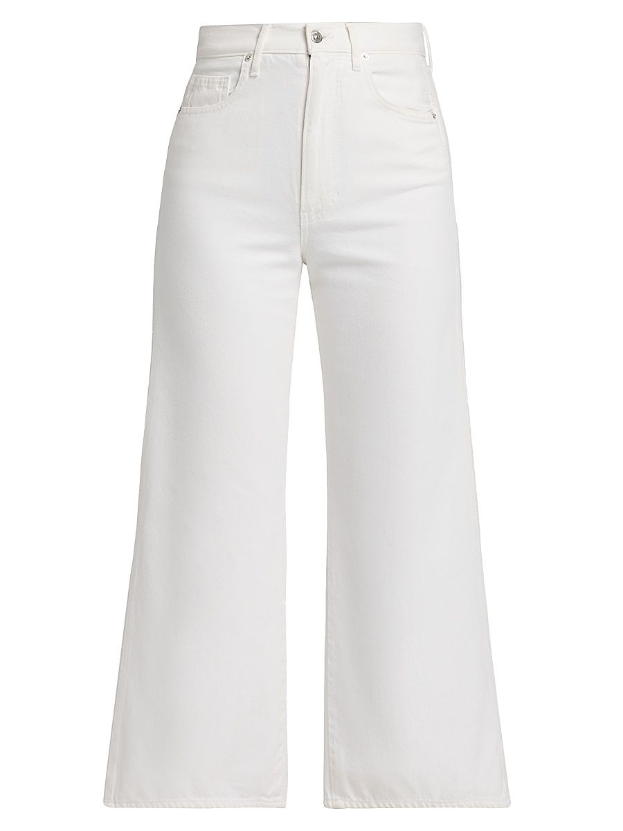 Women's Taylor Stretch Cotton-Blend Wide-Leg Crop Jeans - White - Size 32