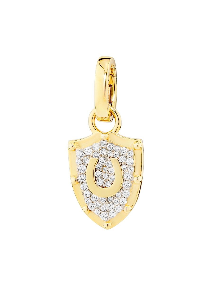 Women's Protection 18K Yellow Gold & 0.19 TCW Diamond Miniature Horseshoe Crest Pendant - Yellow Gold