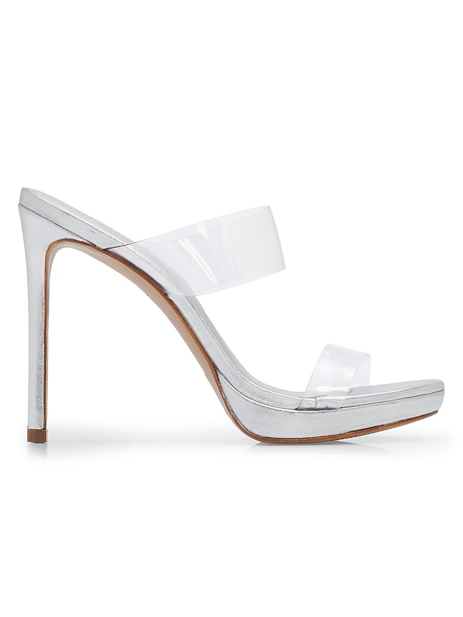 Women's Ariella 100MM Stiletto Sandals - Transparent Silver - Size 6.5