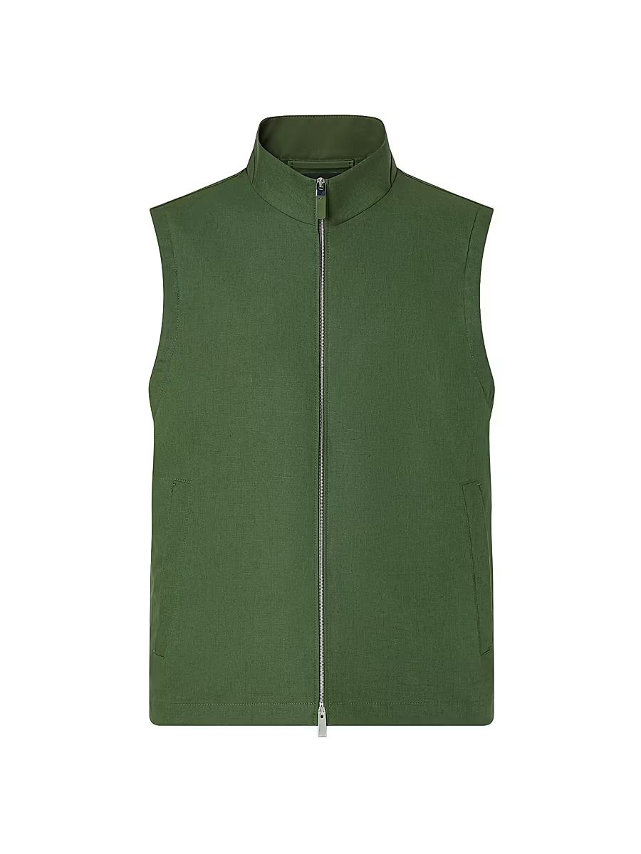 Men's Oasi Lino Vest - Pine Green - Size 50