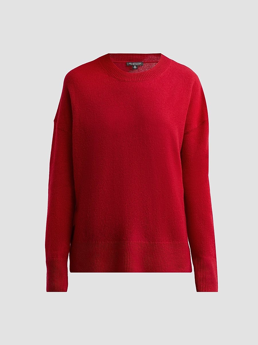 Saks Fifth Avenue Women's Oversized Cashmere Raw-Vent Sweater - Deep Red - Size Small