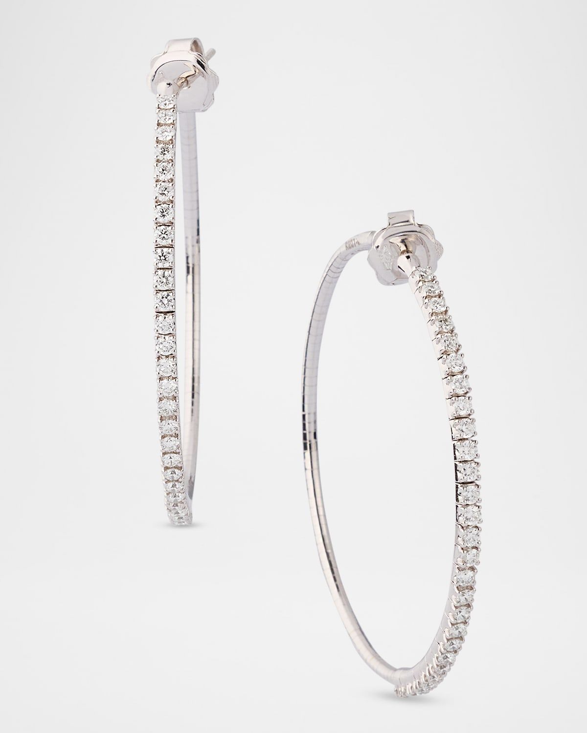 18K White Gold Diamond Hoop Earrings