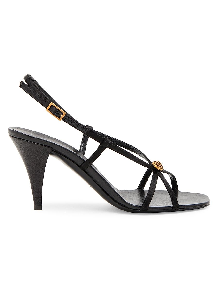 Women's 80MM Strappy Slingback Sandals - Black Gold - Size 10