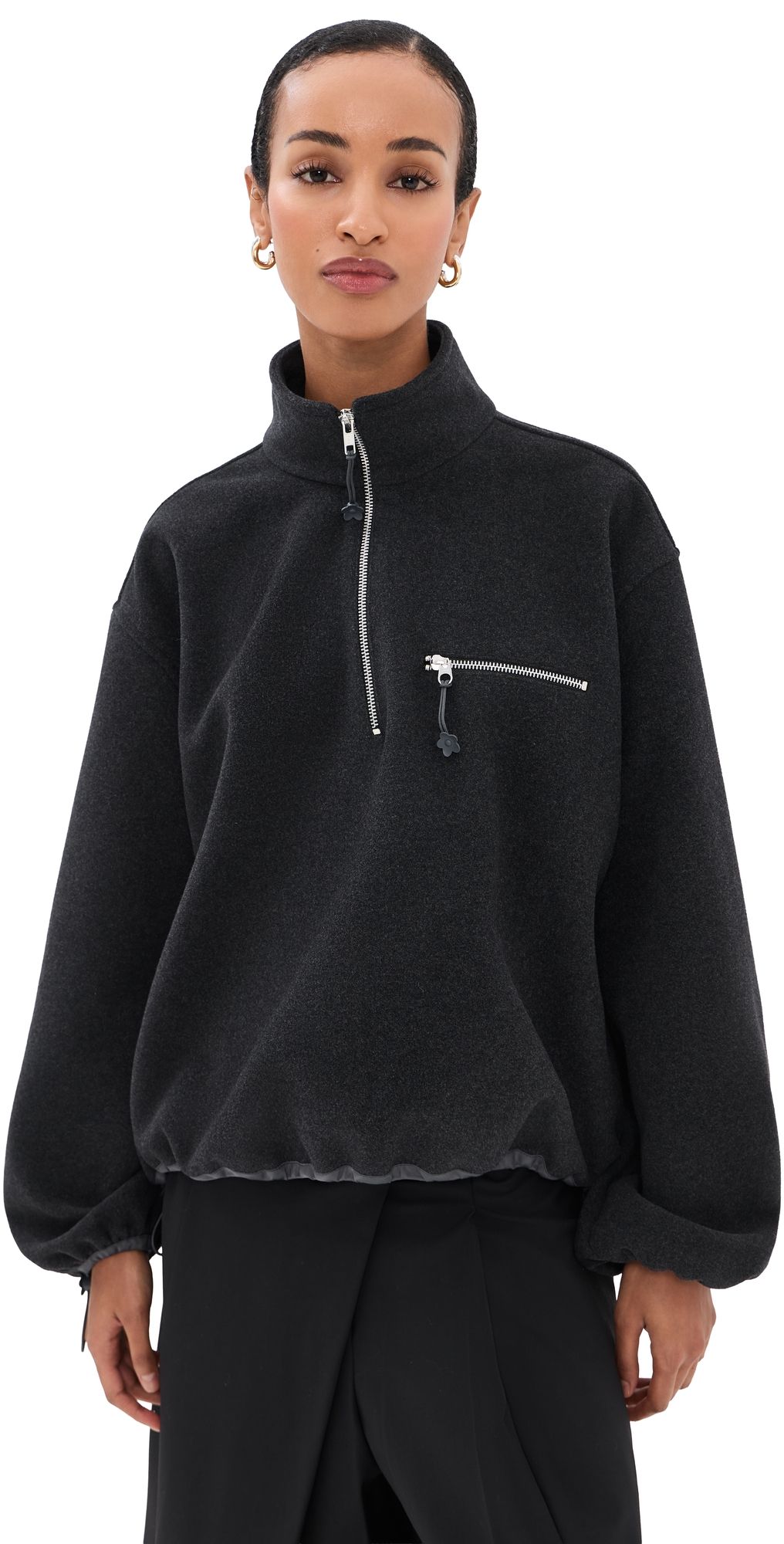 Cecilie Bahnsen Frederik Half-Zip Jacket Charcoal Grey L