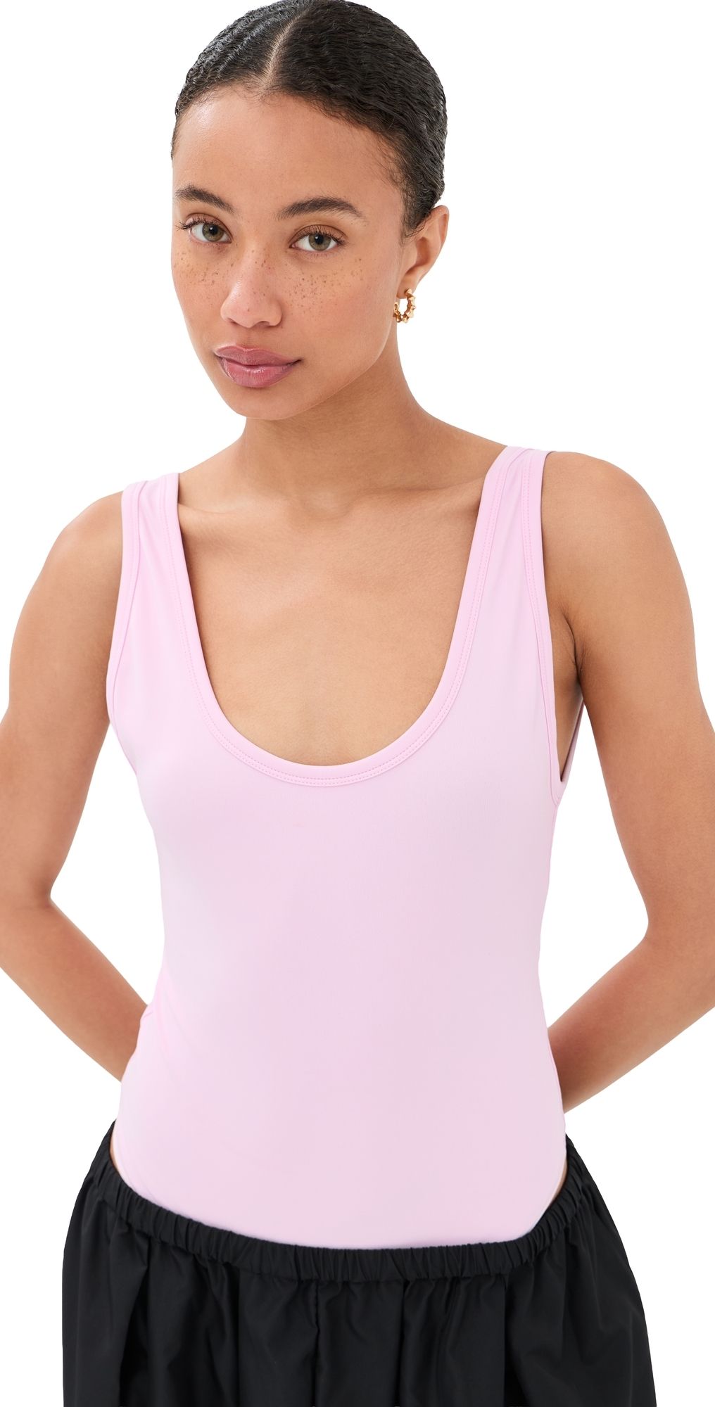 WARDROBE. NYC Opaque Scoop Bodysuit Baby Pink XL