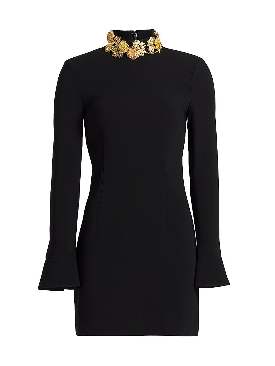 Women's Ebby Goldtone Brooches Minidress - Black - Size 6