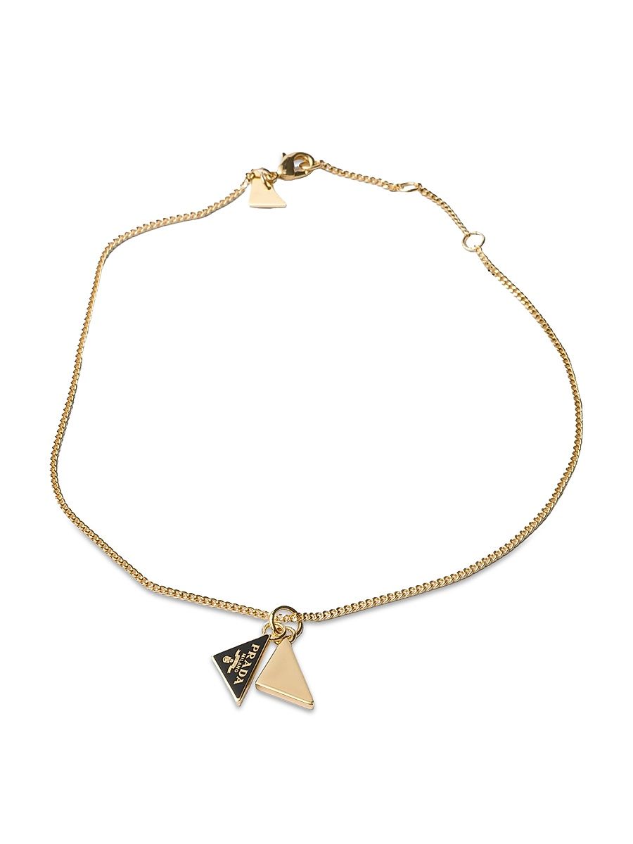 Women's Enameled Metal Necklace - Gold Black