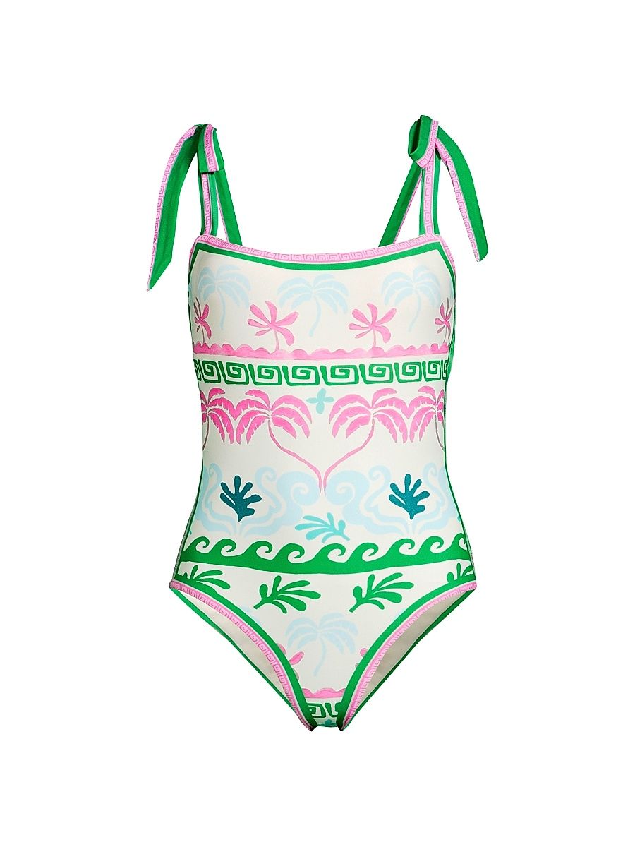Women's Shona Palm Tree One-Piece Swimsuit - Tropical Palm - Size Small