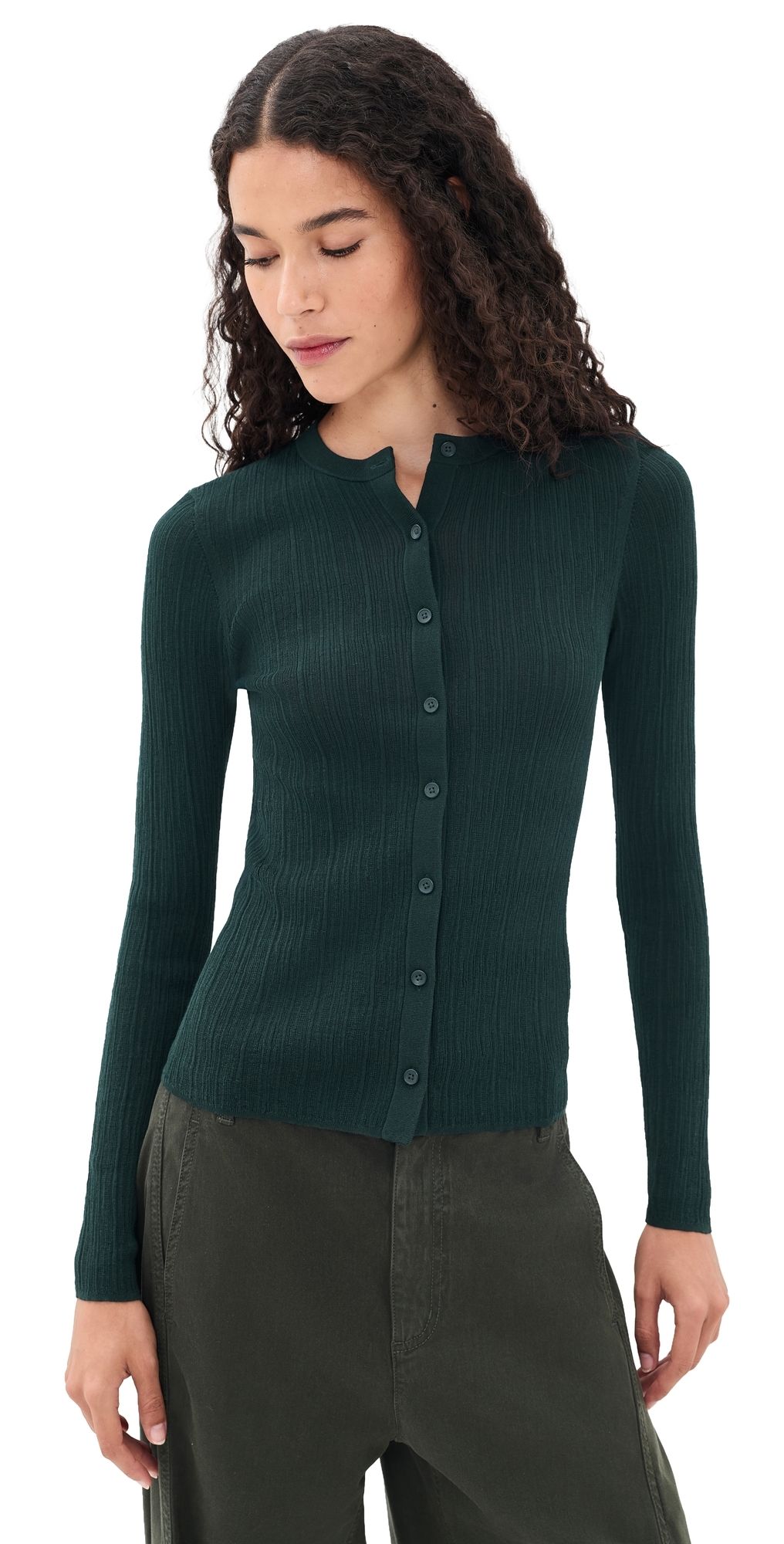 A. L.C. Fisher Cardigan Dark Forest M