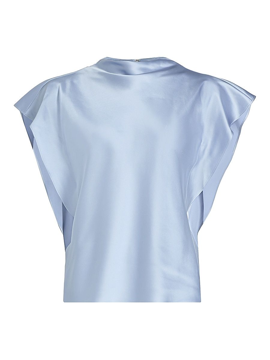 Women's Adrien Satin Crepe Top - Powder Blue - Size XL