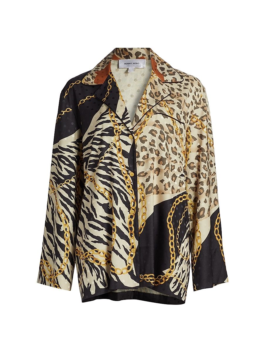 Women's Valentina Animal-Chain-Print Top - Size XL