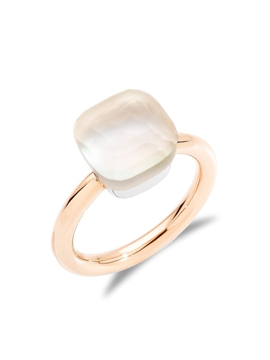 Women's Nudo Gelè Classic White Topaz, Mother-Of-Pearl, 18K Rose Gold & 18K Yellow Gold Ring - Rose White Gold - Size 6.25