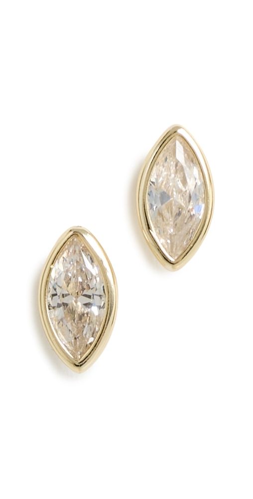 SHASHI Marquise Bezel Studs Gold One Size