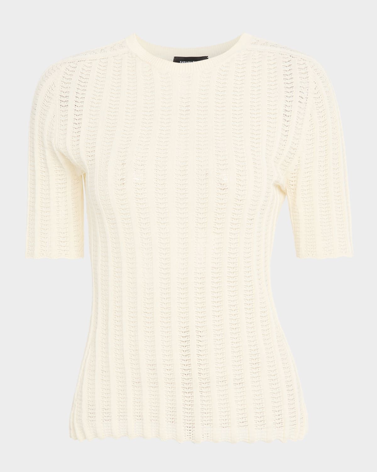 Pointelle-Knit Crewneck Shirt