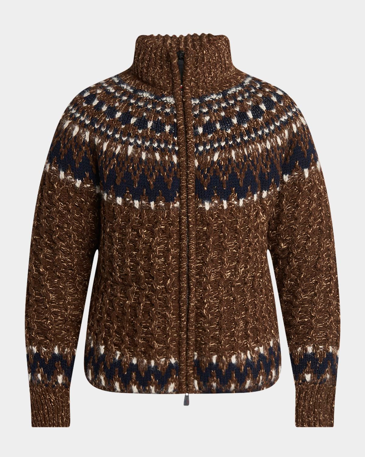 Men & apos;s Multi Fair Isle Wool Padded Knit Puffer
