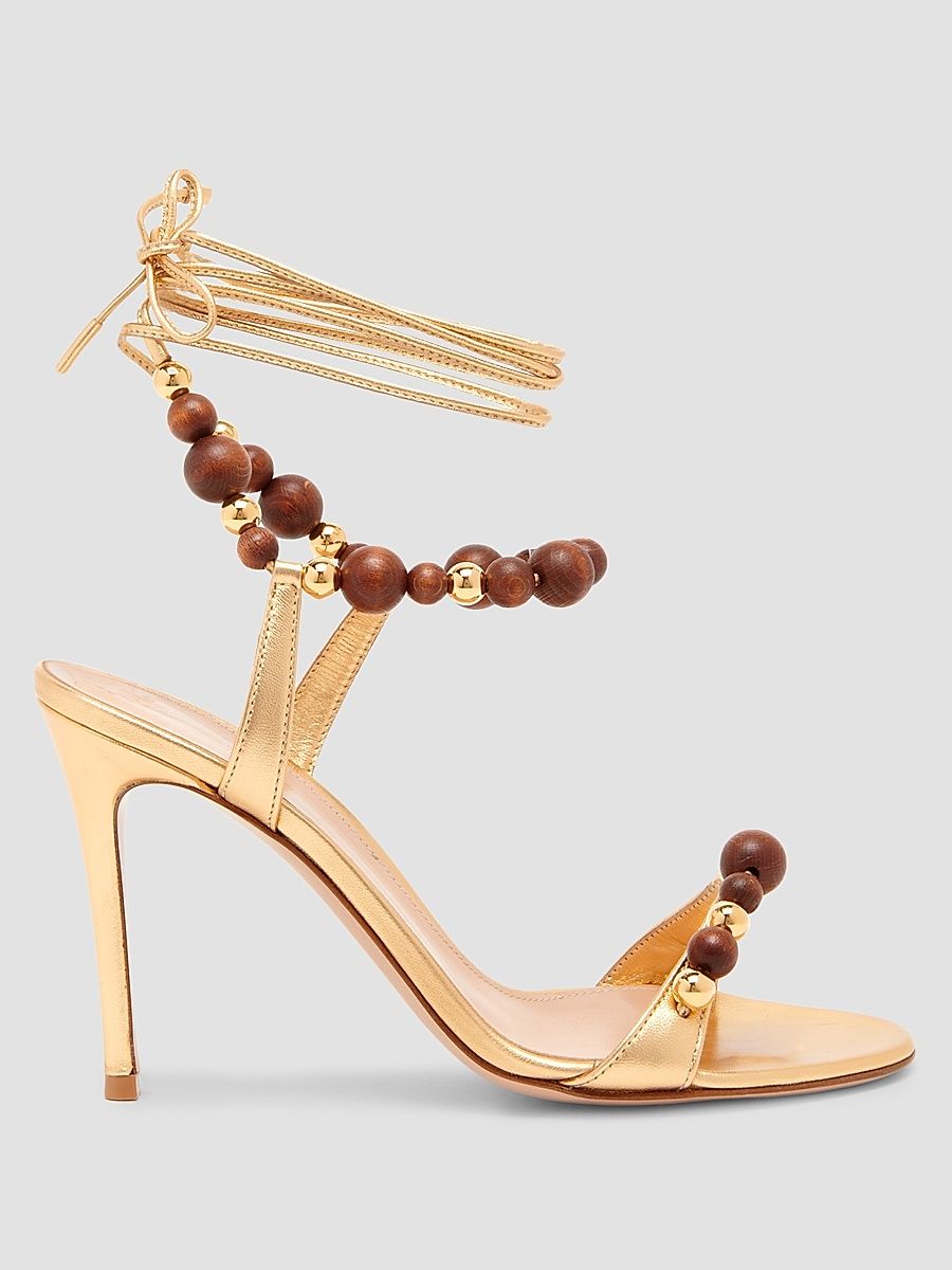 Women's 95MM Beaded Leather Sandals - Meko Mekong - Size 12