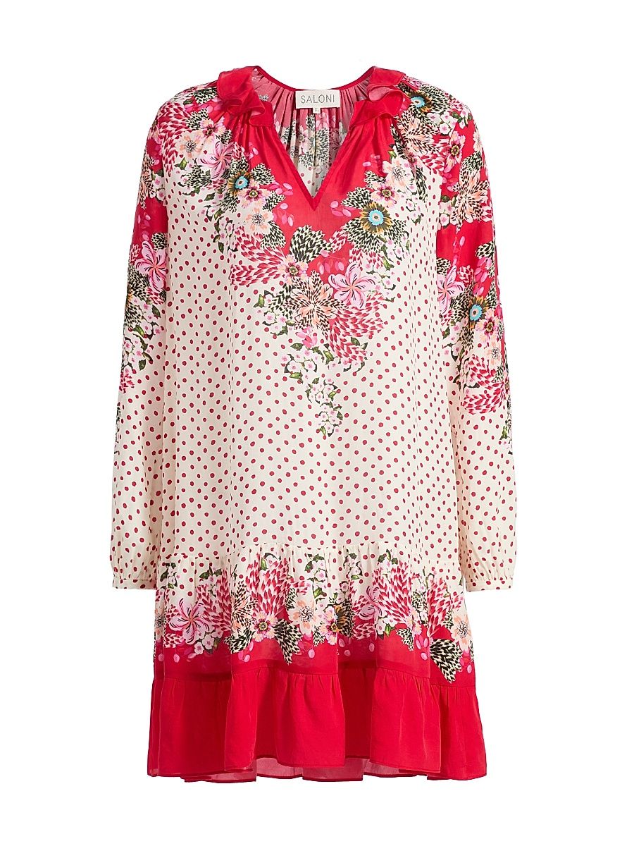 Women's Alexis Floral Sandwashed Minidress - Plumeria Polka Plmt - Size 12